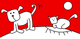 Disegni per bambini da colorare gratis: Cane e gatto