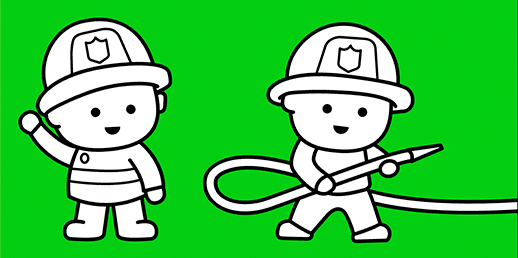 Disegni didattici online da colorare per bambini piccoli e neonati: Piccoli pompieri