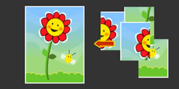 Puzzle online per bambini de 3 - 4 anni: Puzzle con 4 pezzi con il fiore